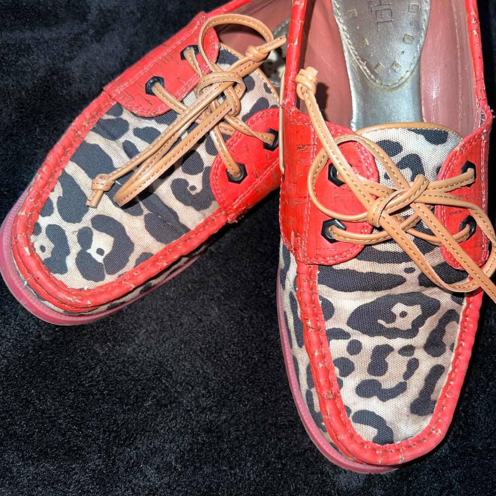 RACHEL RACHEL ROY pink & orange cheetah boat shoes - size 8